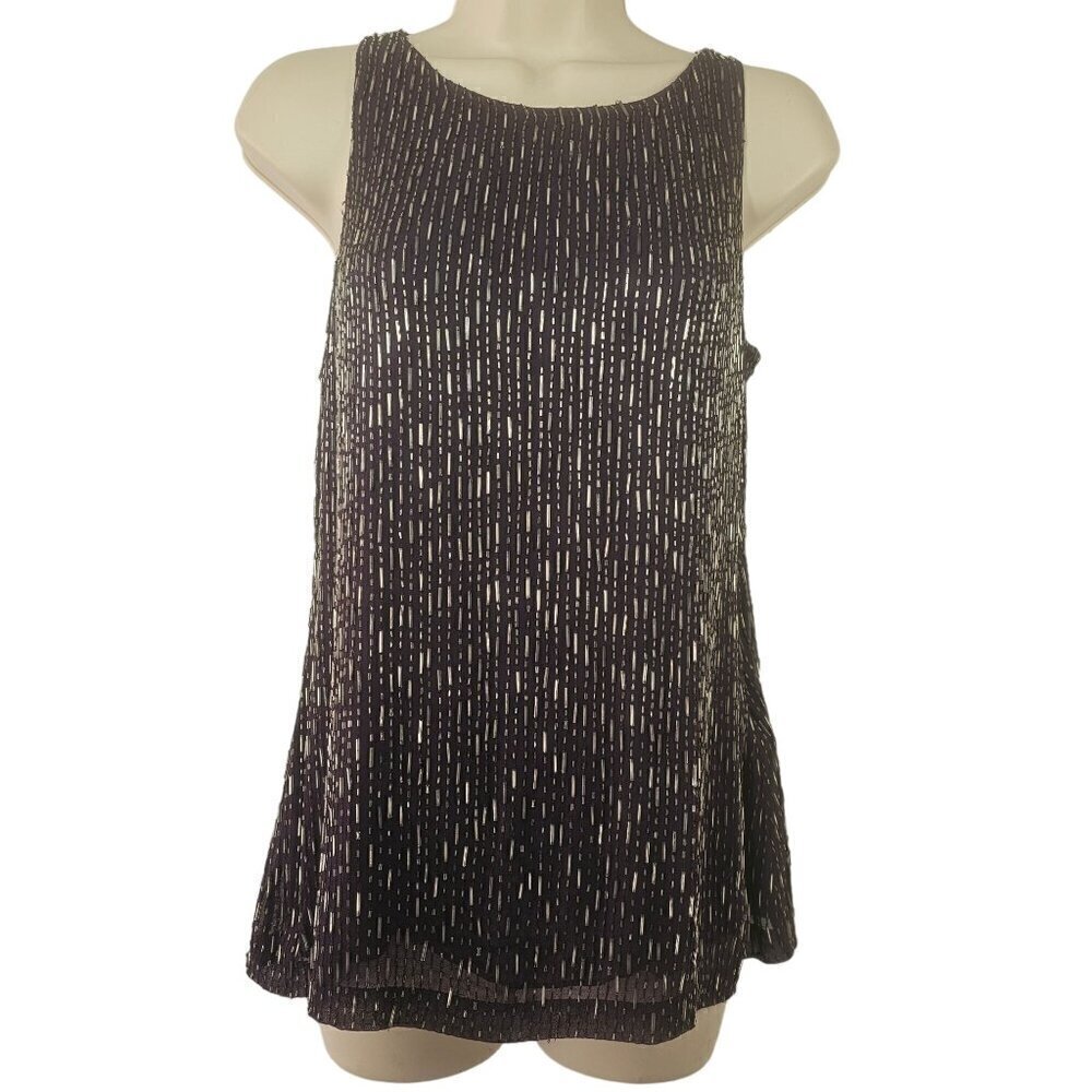 Renzo + Kai Purple Beaded Sleeveless Top Womens S Hand-Beaded Scoop Neck NWT